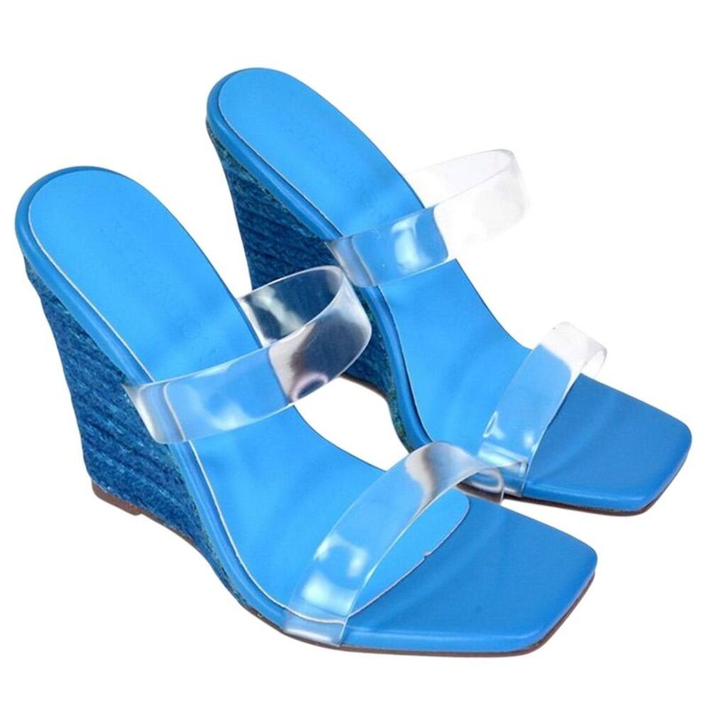 XY London Womens/Ladies Shea Strappy Wedge Espadrilles / Blue